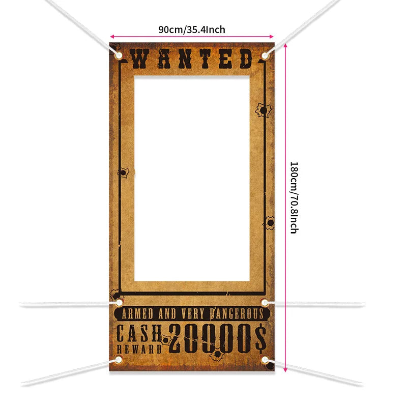 Cadre photo personnalisable vintage western beige clips texte imprimé occasion fête anniversaire vinyle