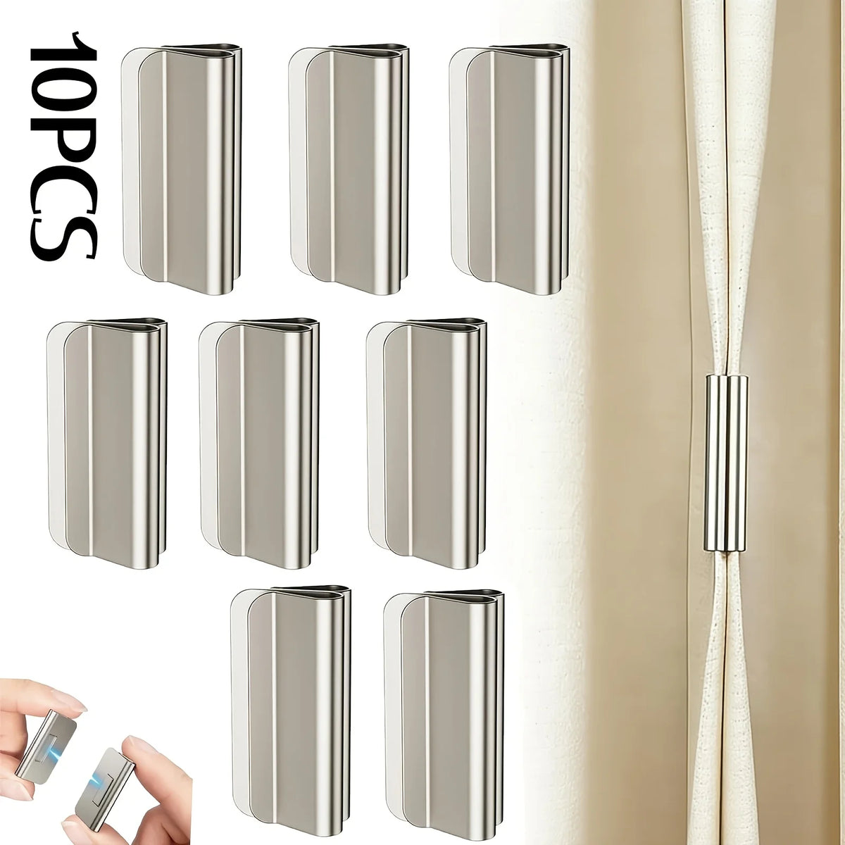pinces magnétiques rideau clips métalliques argentés moderne fixation sans perçage robustes chambre salon