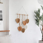 mobile mural boho chic feuilles artificielles marron clair beige blanc