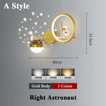 applique murale moderne astronaute étoile dorée noir blanc led chambre enfants