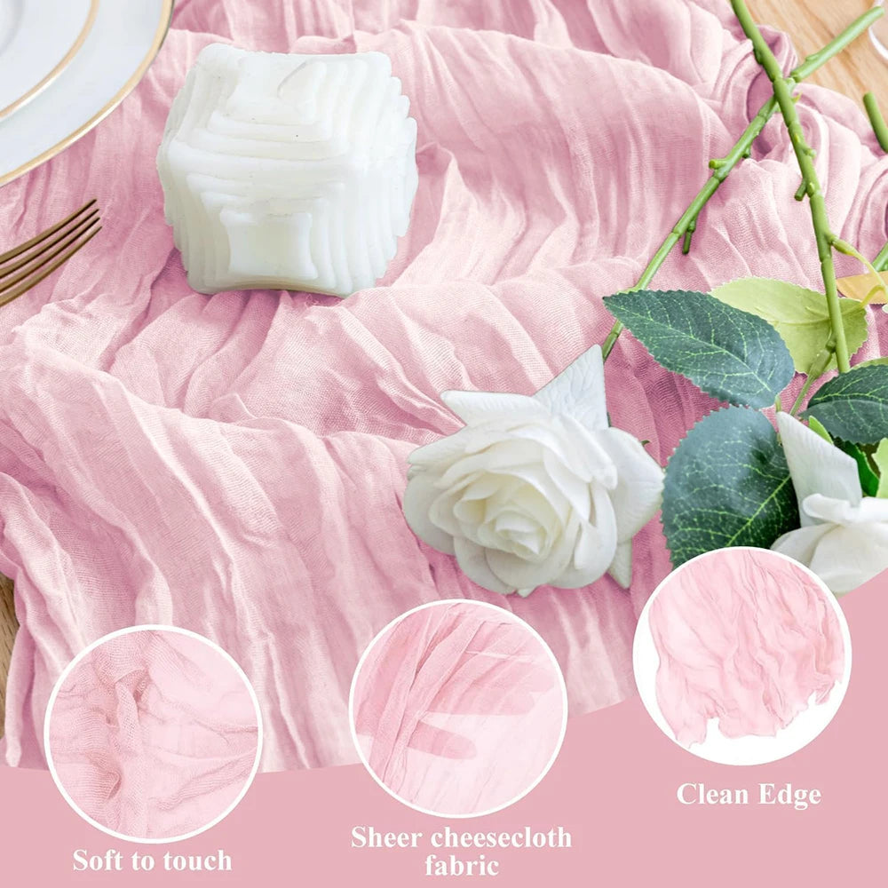 nappe longue rose bleu clair semi transparente tissée gaufrée élégante romantique corde tressée fixation