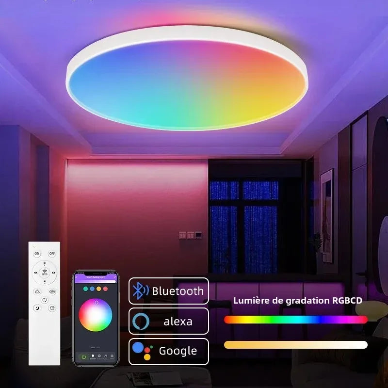 plafonnier intelligent led blanc noir télécommande rgbcw éclairage moderne