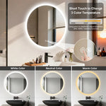 miroir rond lumineux moderne blanc fixation murale sans cadre éclairé antibuée