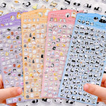 sticker kawaii animal transparent violet rose bleu clair panda lapin chat decoration scrapbooking bricolage