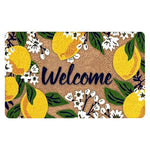 tapis d'entrée imprimé citron plante fleur papillon bienvenue antidérapant polyester caoutchouc maison décoratif naturel