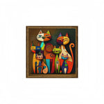 Tableau ornements floraux croix lion agneau or bleu rose noir blanc marron gothique fixation