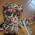 ruban dentelle brodé adhésif motif floral noir or couture mariage décoration couture