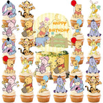 décorations anniversaire winnie pooh multicolore cupcakes gâteau adhésif dessins animés friends cartoon festives fournitures