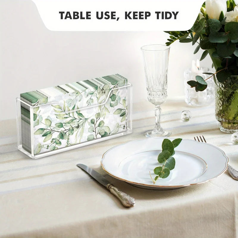 porte serviettes acrylique transparent motif floral élégant rangement table serviettes papier