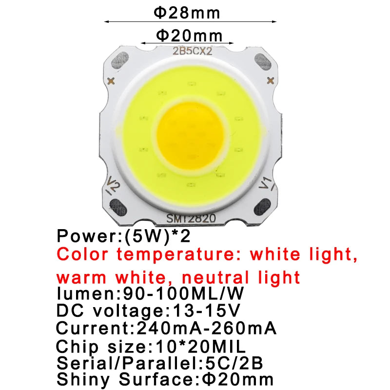 ampoules led cob blanc jaune 3w 5w 7w 10w rondes modernes phi28mm phi20mm