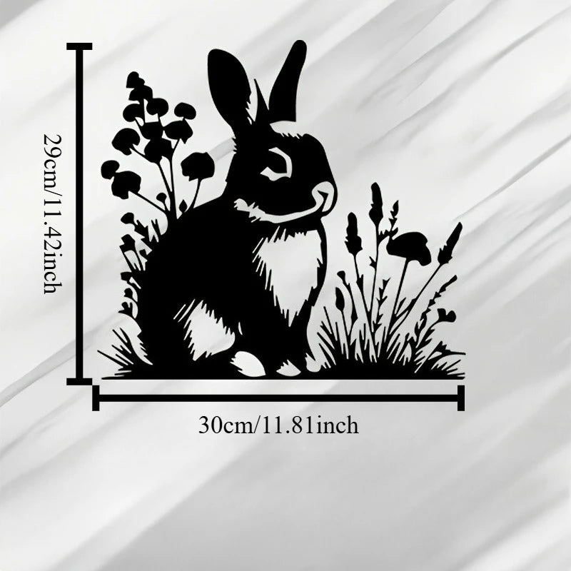 décoration murale lapin végétation noir fleurs moderne rustique intérieur salon jardin