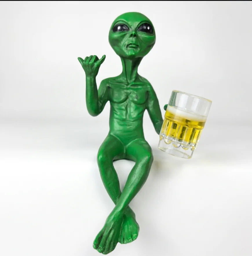 figurine alien gris shaka éclairage led verre bière humoristique décoration intérieure jardin