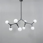 suspension lumineuse moderne scandinave noir sphères translucides ampoules led branchettes structure métallique