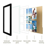 cadre photo multi photos bois clair noir blanc decoration moderne plage voyage mur verre