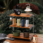étagère pliable bois brun clair moderne trois niveaux clips fixation multifonctionnelle campingintérieur