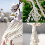 corde macramé coton blanc tissée franges artisanal longueurs variées metres pompons decoration rustique