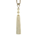 rideau vert beige marron broderie bambou franges classique traditionnel tassel translucent