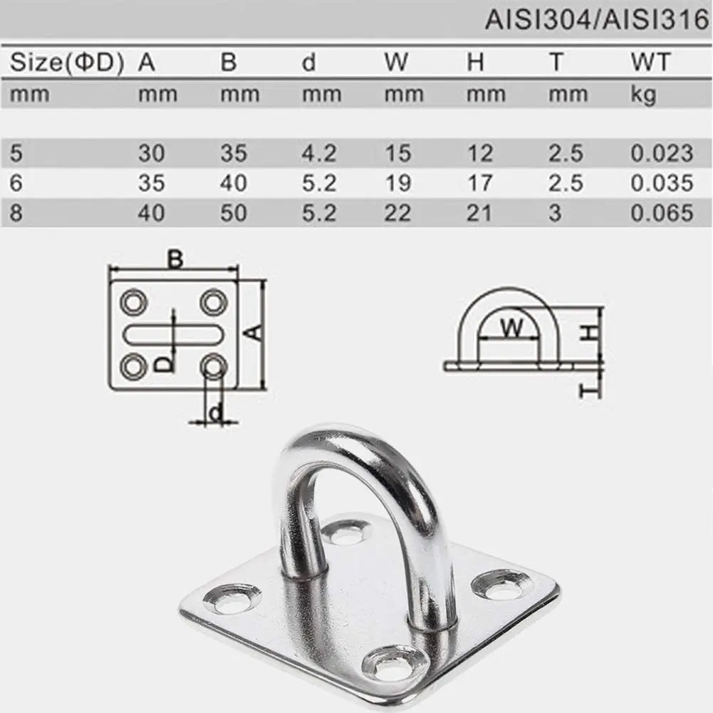 anneaux métalliques industriels supports suspension vis autotaraudeuses plaques carrées acier inoxydable utilitaires