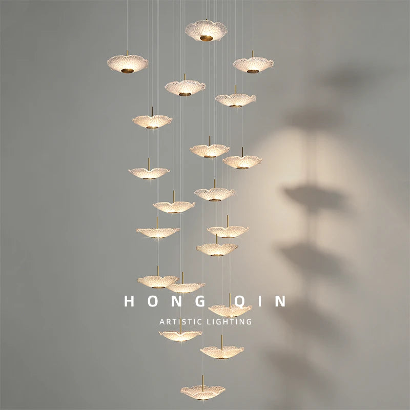 Suspension lumineuse contemporaine 15 lumières blanc doré D60 4000k 3000k 6000k