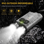lampe poche rechargeable led porte cle usb type aimant étanche 900 lumens verte