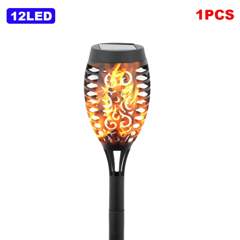 torche solaire imperméable led flamme animée moderne extérieur jardin décoration motifs floraux ip65 abs
