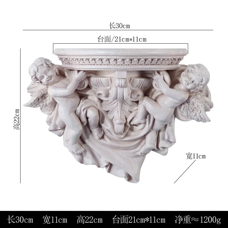 décoration murale étagère ange résine bleu doré blanc classique baroque chambre salon
