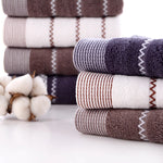 serviettes bain coton rayées gris marron classiques grandes tailles absorbantes maison