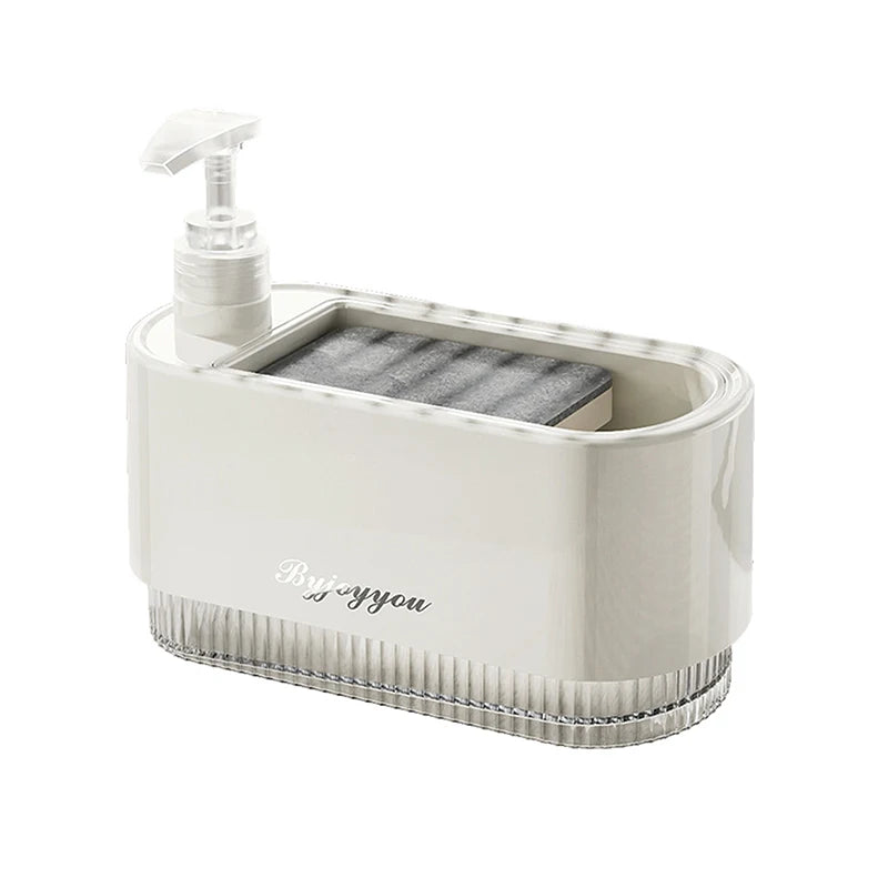 distributeur savon liquide blanc moderne adhésif transparent strié éponge cuisine