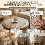 nappe table décorative brodée dentelle fleur rose motif circulaire vintage shabby chic semi transparent