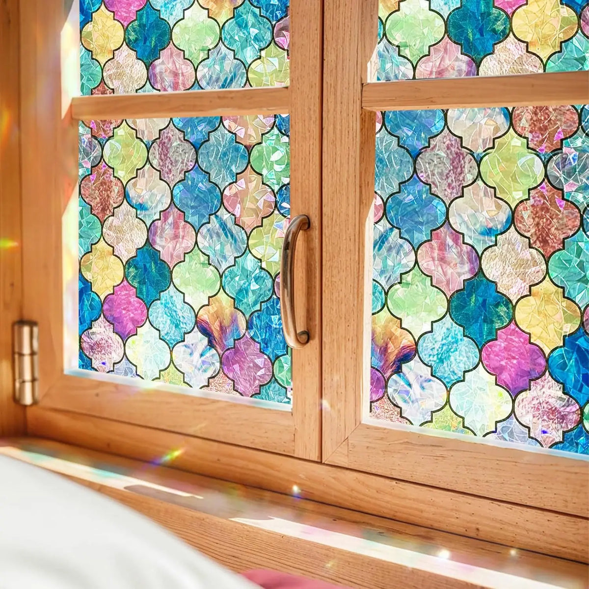 film fenêtre multicolore motif feuilles clover moderne adhésif isolation uv décoration chambre facile installer