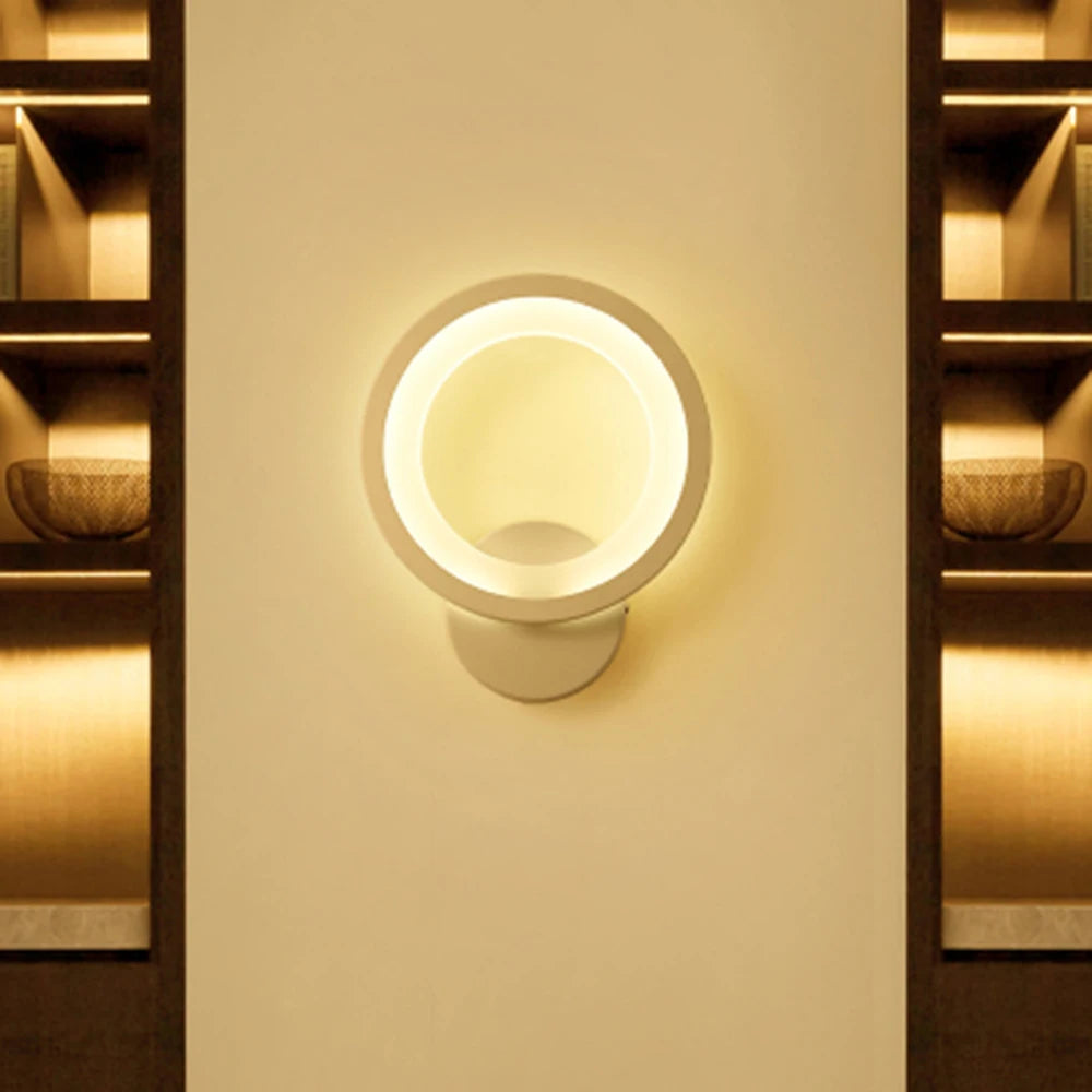 lampe murale moderne blanche adhésive ronde lumineuse salon chambre couloir