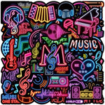 autocollants néon musique notes instruments graphiques pack 10 30 50 pièces