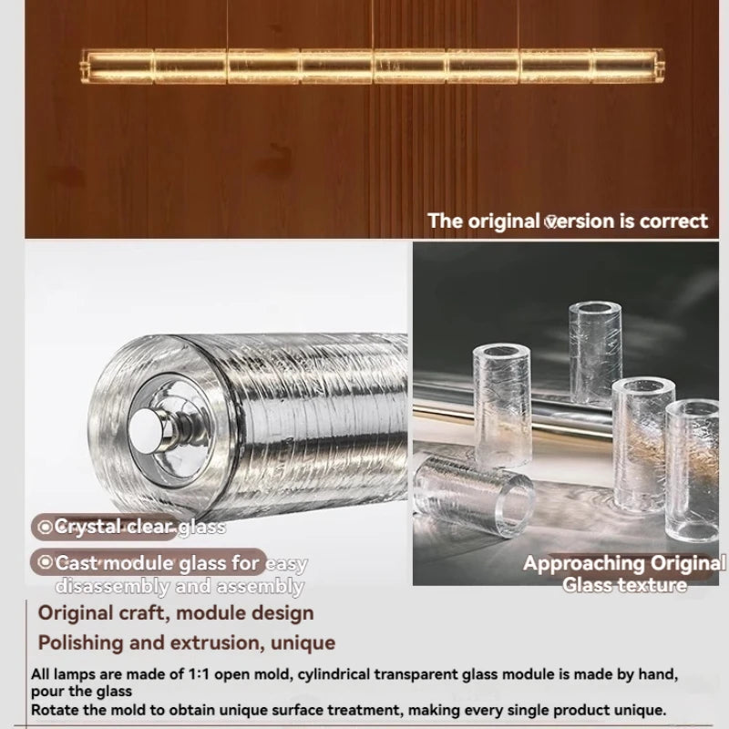 lumière suspendue moderne transparente ampoules led 124cm 165cm 207cm minimaliste