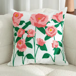 Coussin Carré Coréen Anti Décubitus Coton Polyester Tricot Fleur Brodé Amovible Lavable Moderne