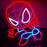 lampe néon spiderman rouge bleu blanc contour lumineux toile araignée interrupteur usb chambre enfant