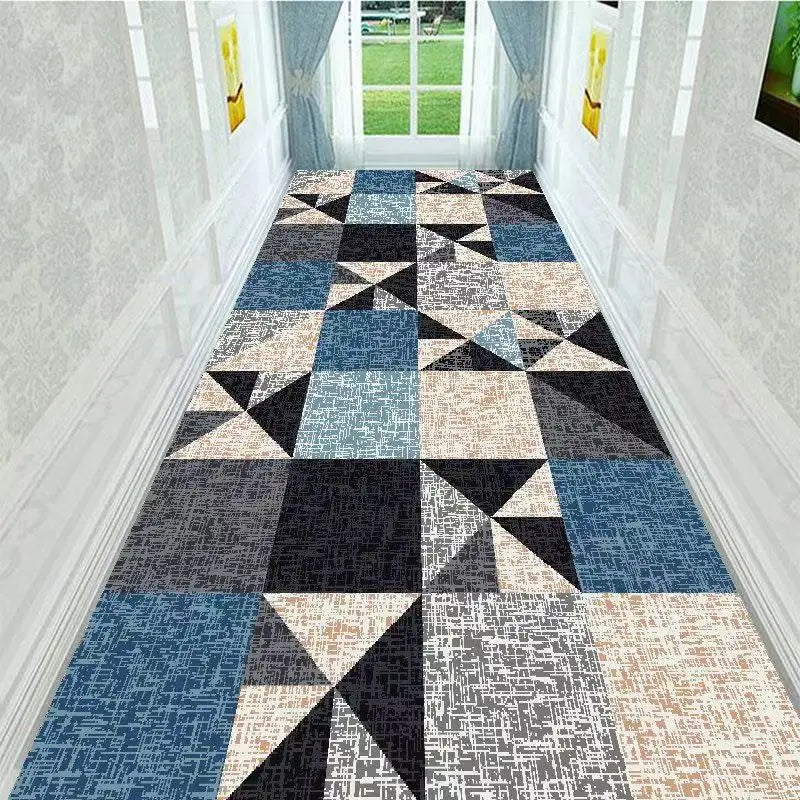 Tapis long gris clair géométrique pour salon chez Ombre Interieur