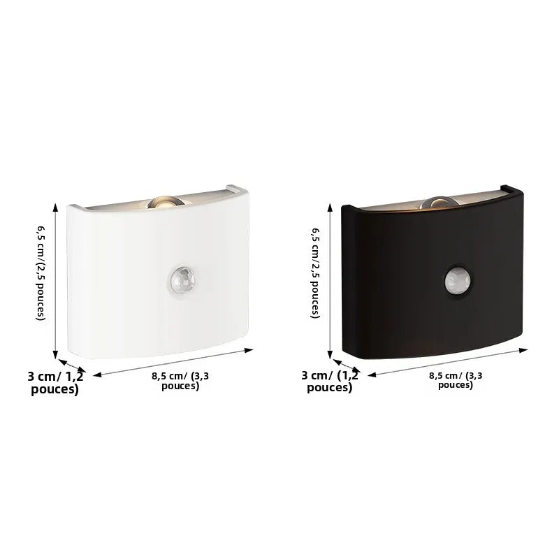 applique murale led rectangle adhésive moderne sans fil rechargeable blanc détecteur mouvement
