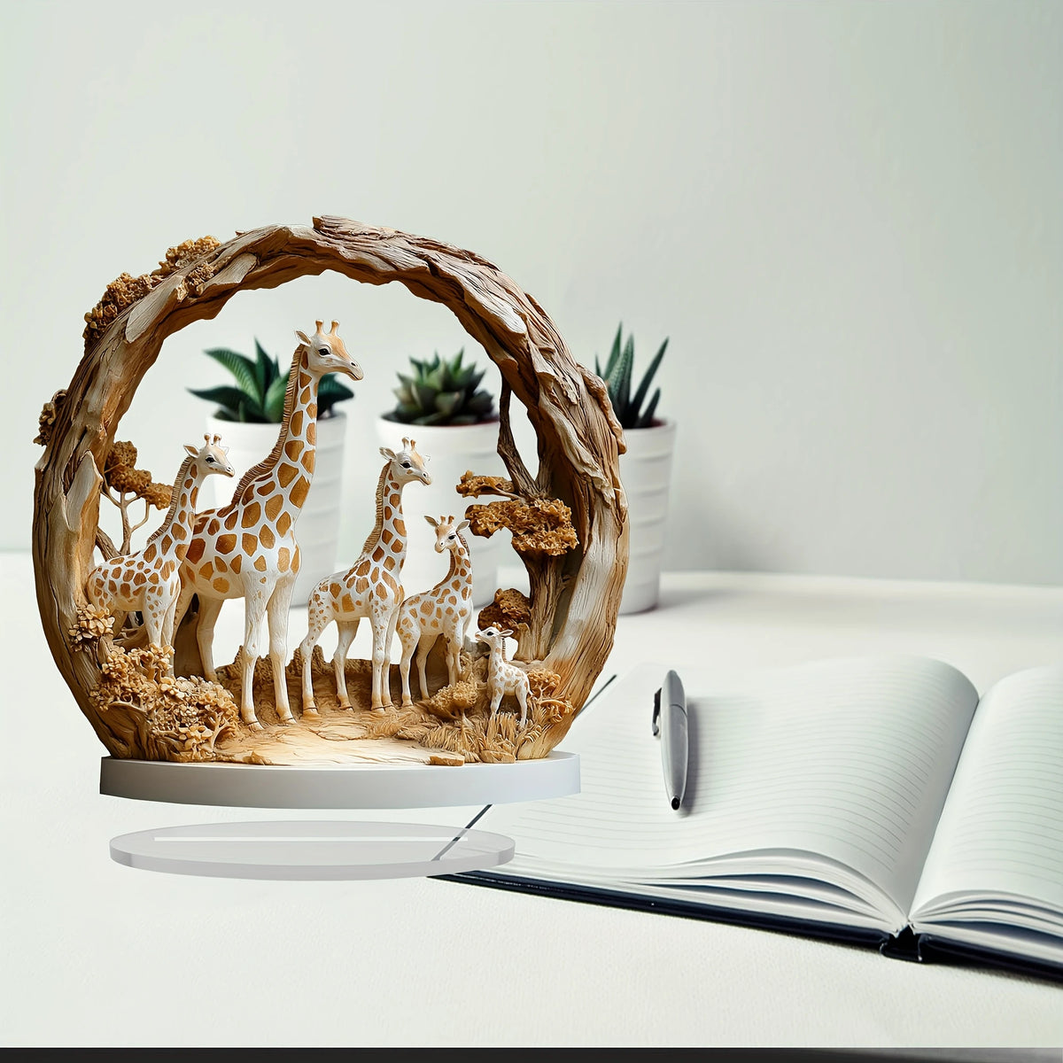 sculpture animaux girafe marron clair texture bois artisanal décoration photo naturelle archet bois base
