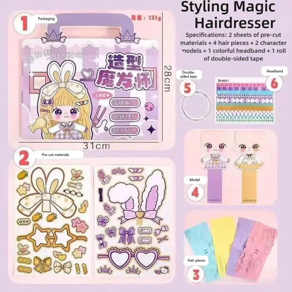 poupées décoratives 3d colorées tresses adhésif diy feuilles pré coupées cheveux personnages bandeau