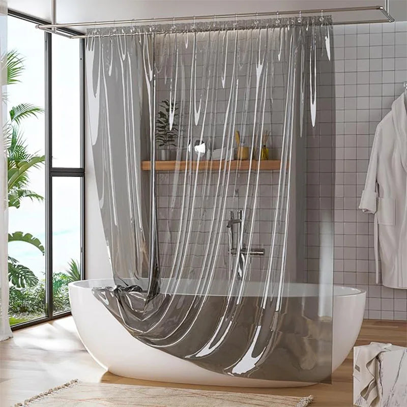 rideau douche transparent moderne rayures horizontales non toxiques respectueux l'environnement robuste 180cm