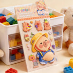 stickers 3d animés personnages mignons ours panda lapin gâteaux fruits rose beige bleu orange