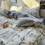 ensemble literie bleu motifs floraux bohème oreillers couverture taies d'oreiller texture lin froissé