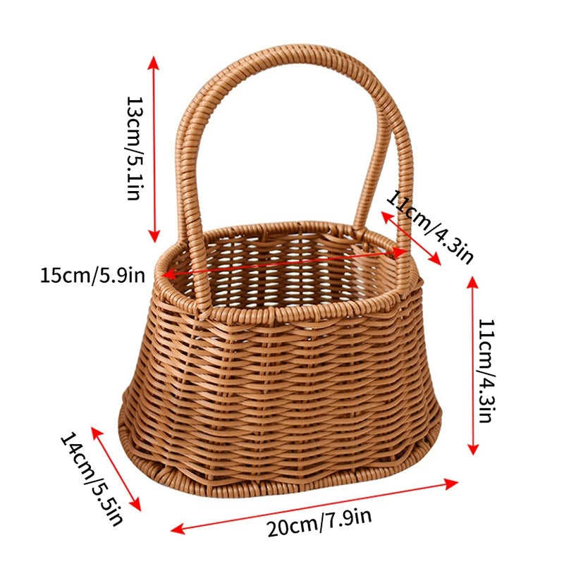 panier tressé marron clair réutilisable multiple uses fleurs artificielles anneaux métalliques traditionnel rangement maison