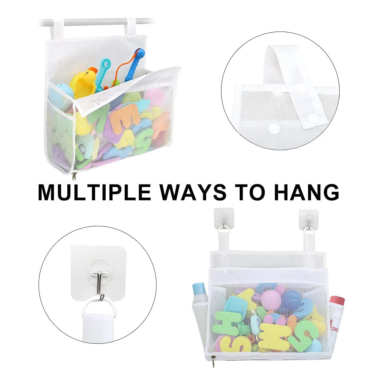 organisateur suspendu jouets bain blanc maille trous fixe tringle enfantins canards lettres plastique