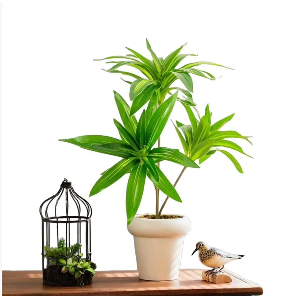 plantes artificielles arbres vertes feuilles modernes decoration exterieur pot blanc sol brunes