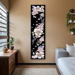 tableau mural moderne fleurs stylisées rose noir chambre salon decoration polyestère opaque