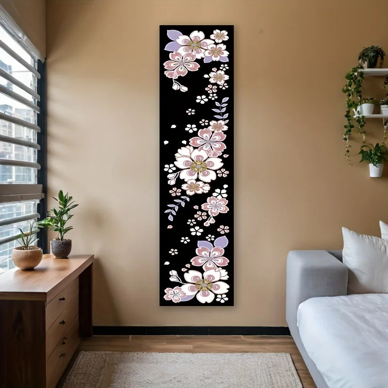 tableau mural moderne fleurs stylisées rose noir chambre salon decoration polyestère opaque