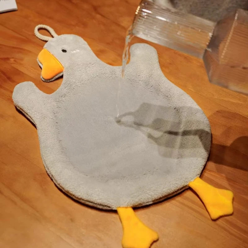 serviette main forme canard blanc gris poilu absorption cuisine salle bain