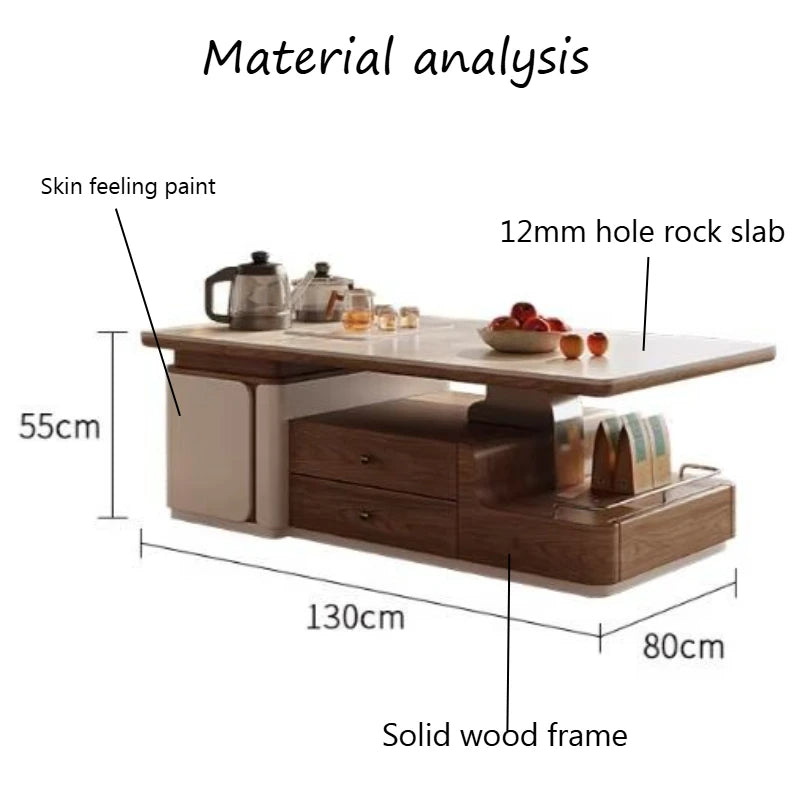 table basse moderne bois naturel rangement tiroirs salon simple minimaliste