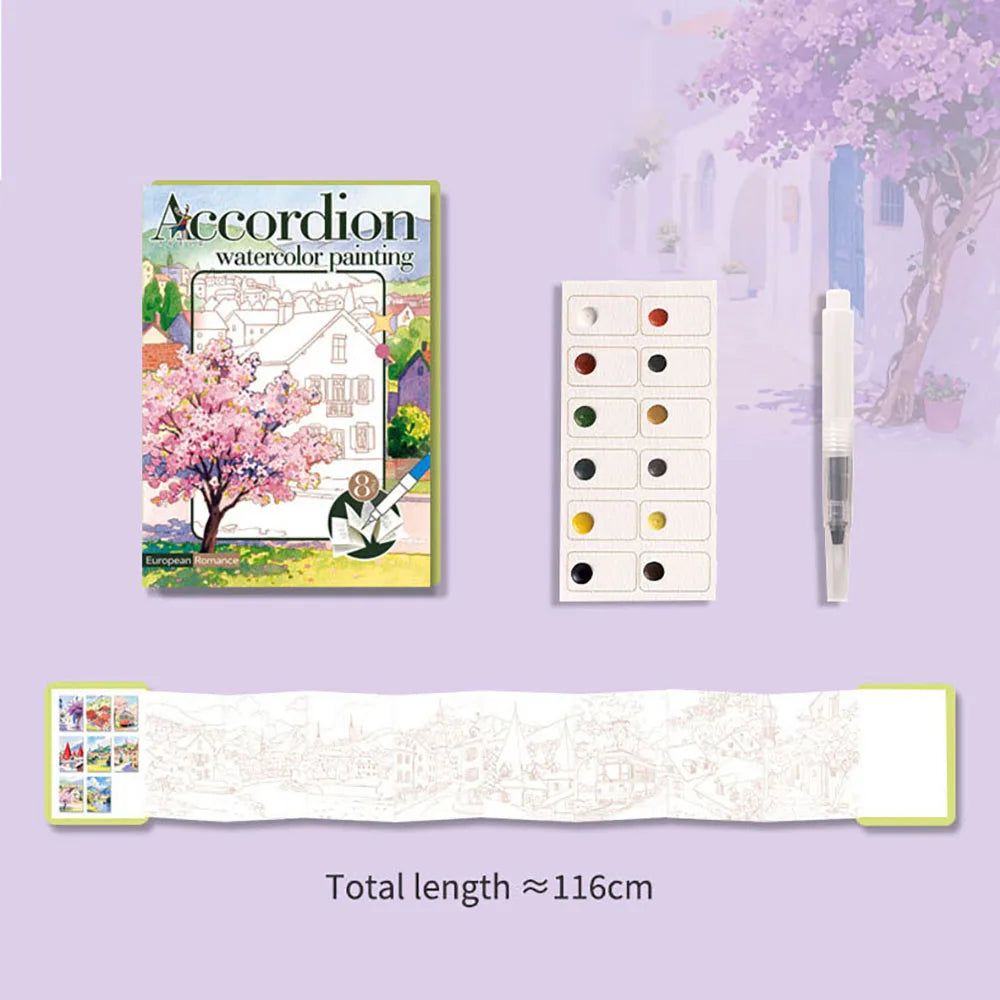 livre art aquarelle coloriage scènes urbaines nature roses blancs illustrations pages opaques peintures brosses